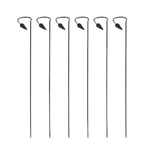 40 in. H Black Wrought Iron Plant Stakes (Set of 6), Powder Coated Finish, Garden Accessory Tool