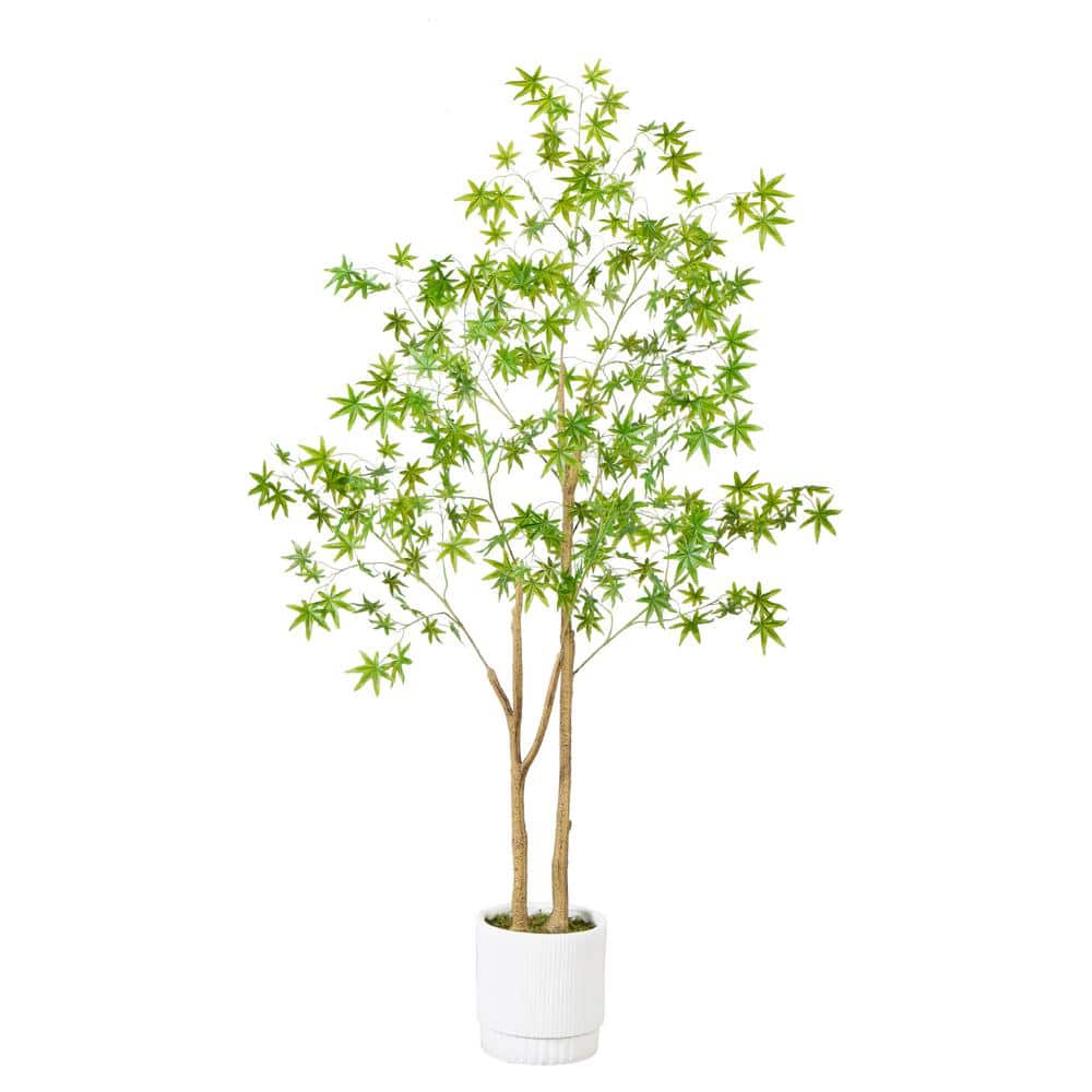 6 ft. Artificial Maple Tree with White Planter