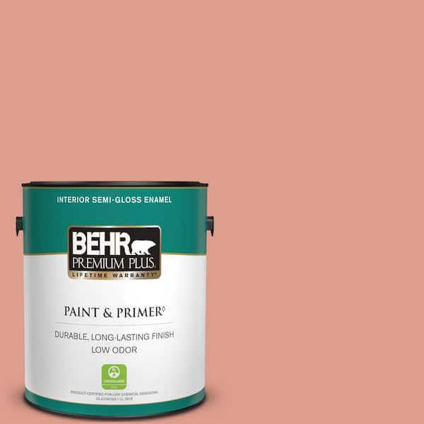 BEHR PREMIUM PLUS 1 gal. #210D-4 Medium Terracotta Semi-Gloss Enamel Low Odor Interior Paint & Primer