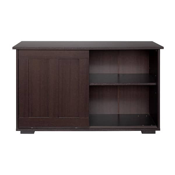 STICKON Brown Wood Sideboard with 2 Sliding Doors and 2 Cabinets
