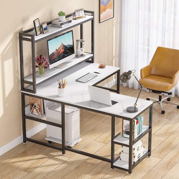 Modern Computer Desk with Storage in Walnut – Wehomz