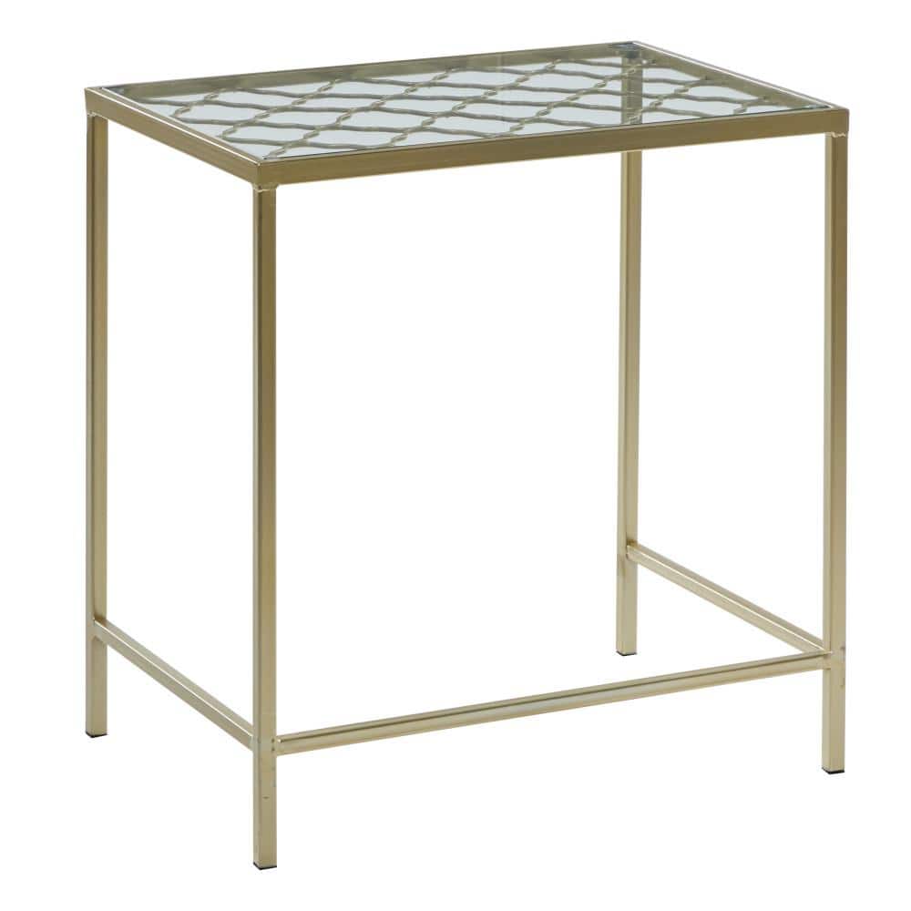 Elegant Gold Metal and Clear Glass Nesting Tables - Set of 3