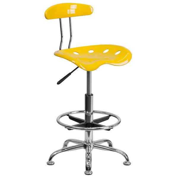 Flash Furniture Vibrant Orange-Yellow and Chrome Drafting Stool with Tractor Seat