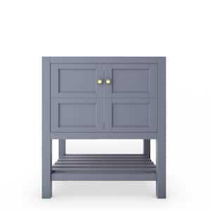 Alicia 29.25 in. W x 21.75 in. D x 32.75 in. H Bath Vanity Cabinet without Top in Matte Gray with Gold Knobs