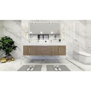 Bethany 71 in. W. x 20 in. D x 22 in. H Double Sink Floating Bath Vanity in Light Oak with White Acrylic Top