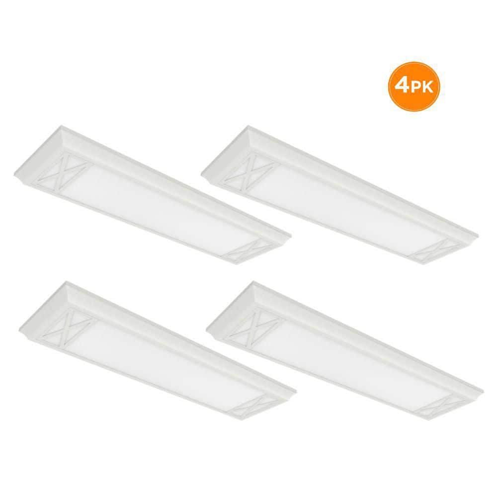 4-Pack RUTLAND 4 ft. x 13 in. Farmhouse Style LED Flush Mount, Nightlight, 4500LM, 55W, Selectable 3000K 4000K 5000K price history on PriceWatchPro