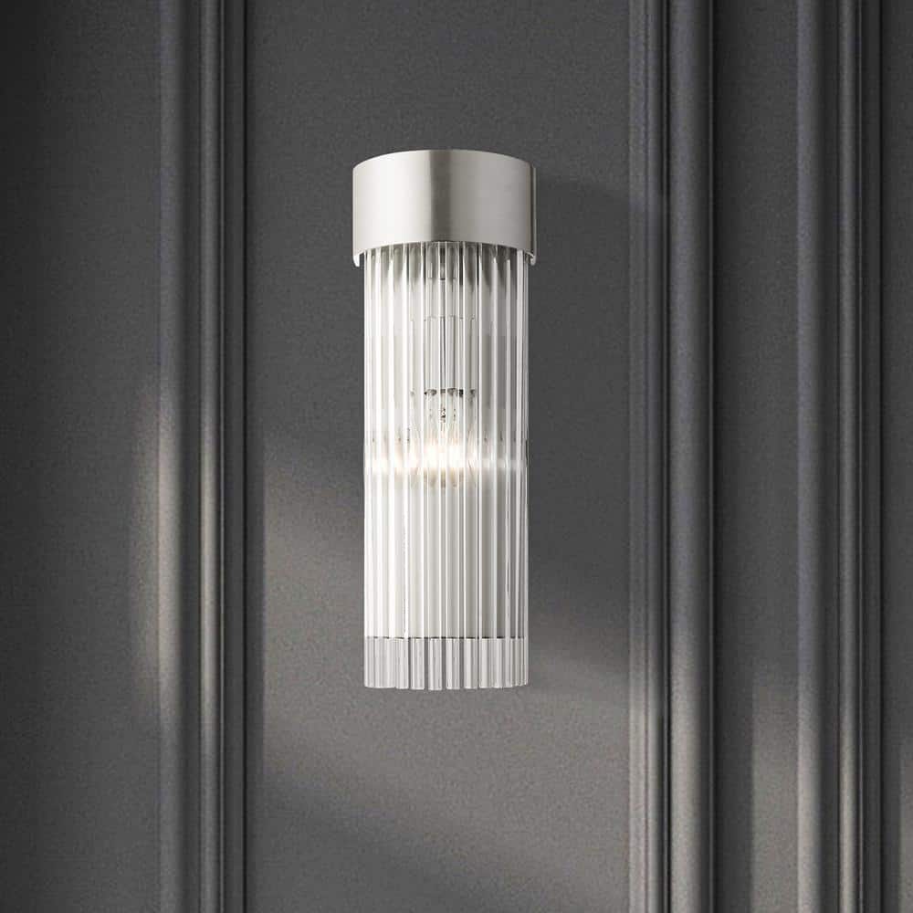 Elegant Norwich Brushed Nickel Sconce with Crystal Rod Shade