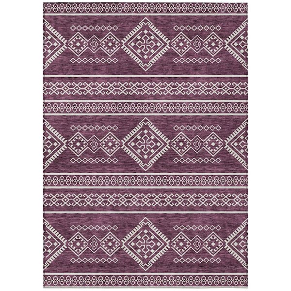 Addison Rugs Chantille Machine Washable Indoor/Outdoor Abstract ACN901 Eggplant 8 ft. x 10 ft. Area Rug