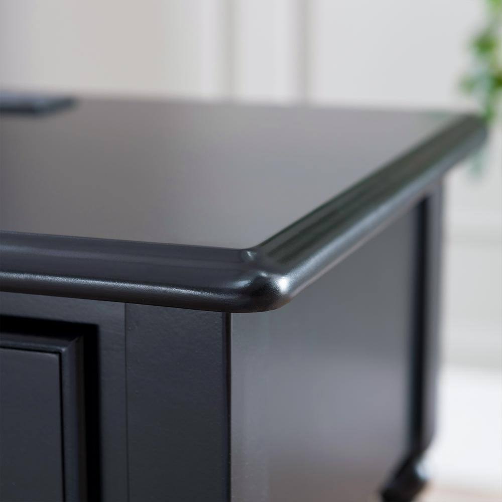 Swan Black Coastal 24" Solid Wood Nightstand with USB-C Charging