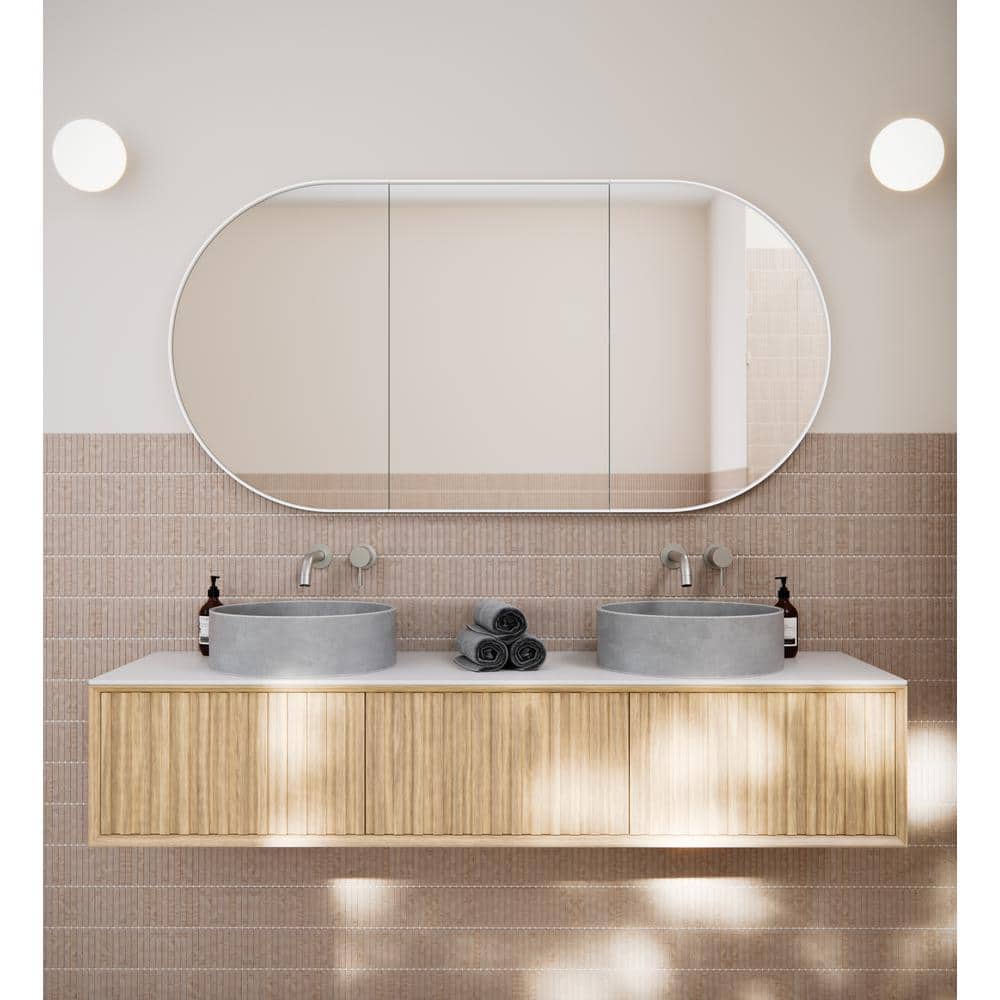 White 60" x 30" Recessed Medicine Cabinet with Adjustable Shelves