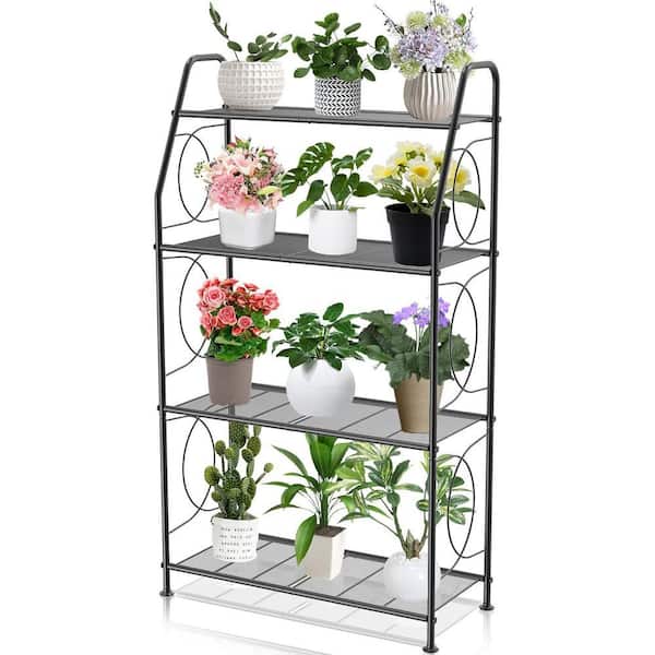 46 in. H x 26.5 in. x 11.5 in. Indoor/Outdoor Black Metal Plant