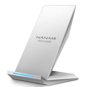 Ergonomic Design Elegant Silver Wireless Charging Station Wireless Charger for iPhone and Samsung Galaxy