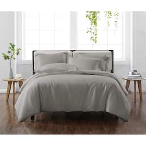 Solid Grey Twin/Twin XL 2-Piece Duvet Cover Set