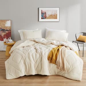 Kyla 3-Piece Ivory Microfiber Full/Queen Comforter Set