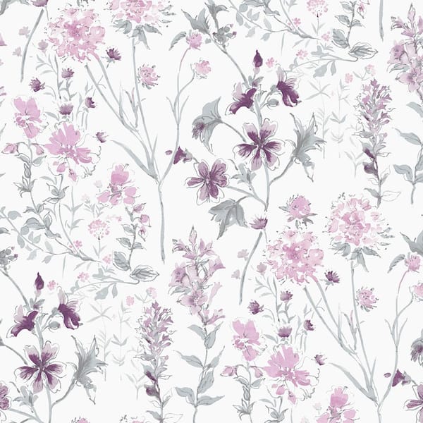 Laura Ashley Wild Meadow Pale Iris Unpasted Removable Wallpaper Sample  11336294 - The Home Depot
