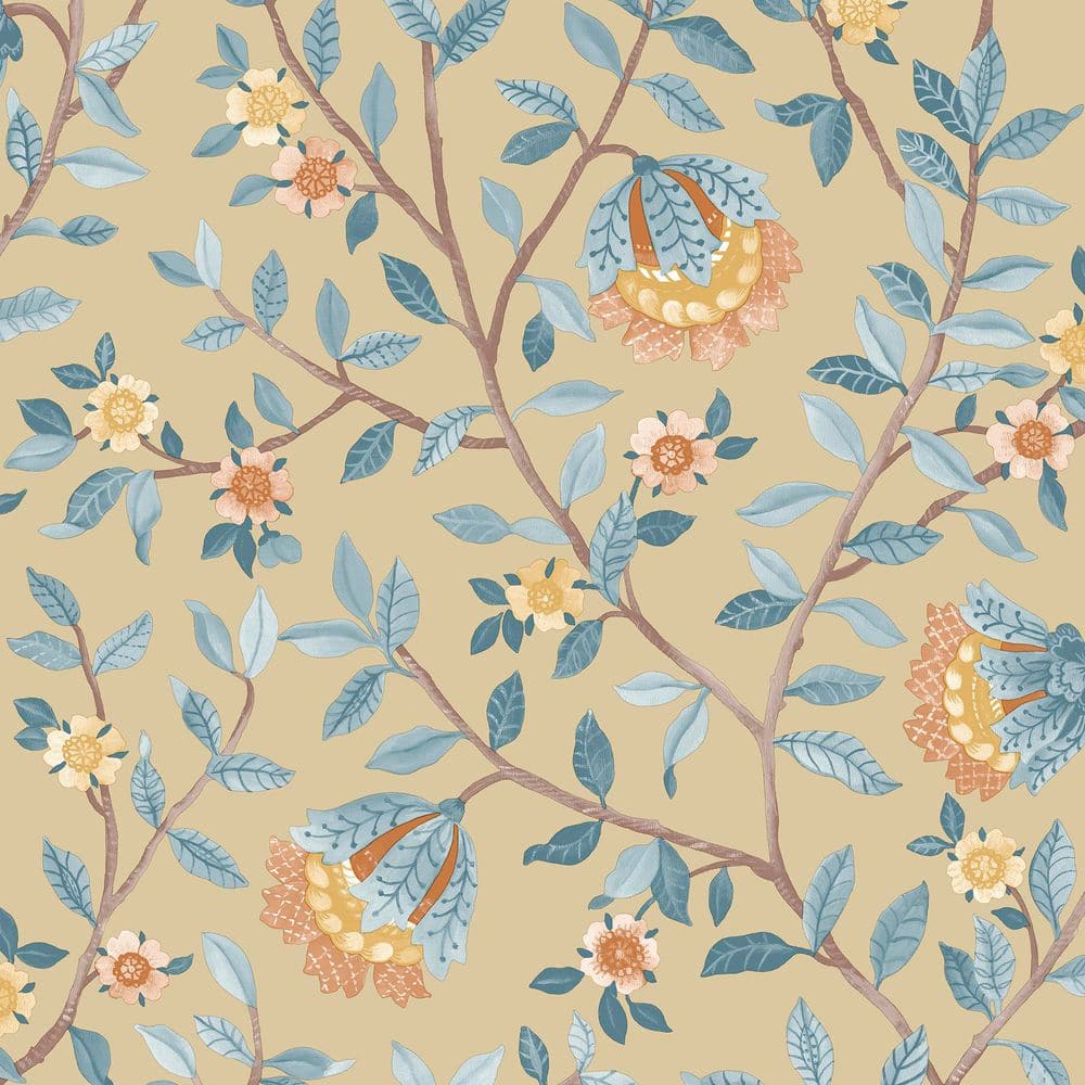 Vintage Botanical Blooms Blue and Yellow Wallpaper Sample price history on PriceWatchPro