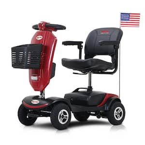 Outdoor compact mobility scooter, 300-Watt Motor, Travel - Long Range Power Extended Battery with USB charger port, RED