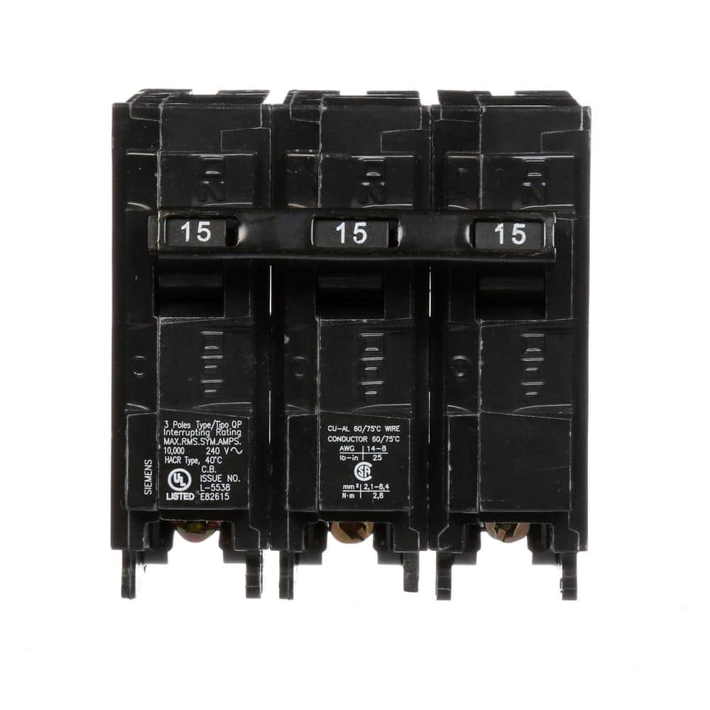 Details about   ITE/Siemens BQ3-B015H Circuit Breaker 3-Pole 15A 240V AC 
