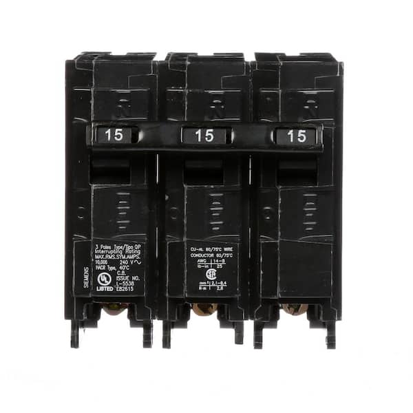 Siemens 15 Amp 3-Pole Type QP Plug-In Circuit Breaker