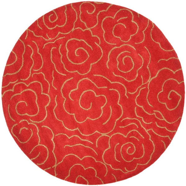 SAFAVIEH Soho Red 8 ft. x 8 ft. Round Floral Area Rug