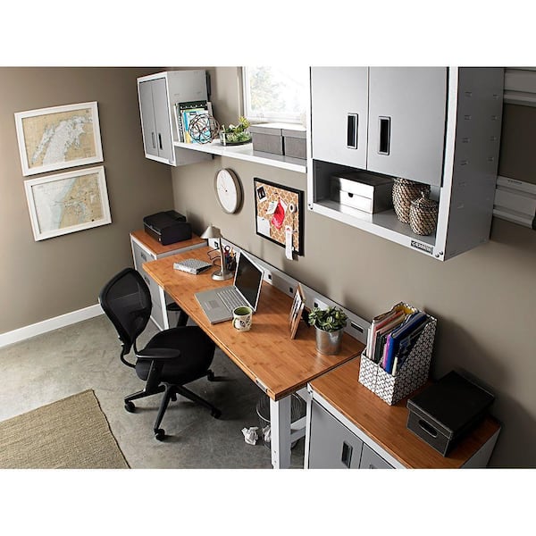 Premier Series 12 in. x 30 in. Steel Garage Wall Shelving in Hammered White