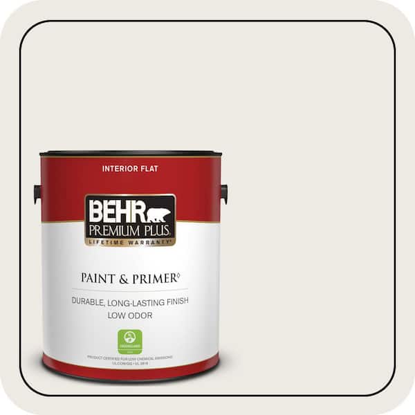 BEHR PREMIUM PLUS 1 gal. Designer Collection #DC-006 First Snow Flat Low Odor Interior Paint & Primer
