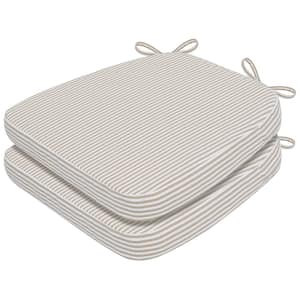 16 in. x 17 in. Trapezoid Outdoor Seat Cushion Dining Chair Cushion in Beige Stripes (2-Pack)