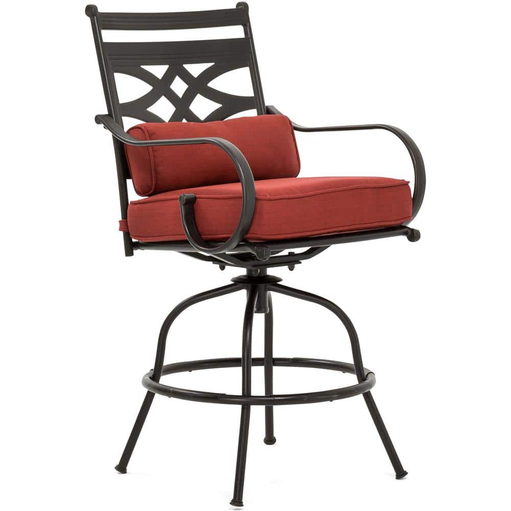 Montclair 5-Piece Steel Outdoor Dining Set with Chili Red Cushions