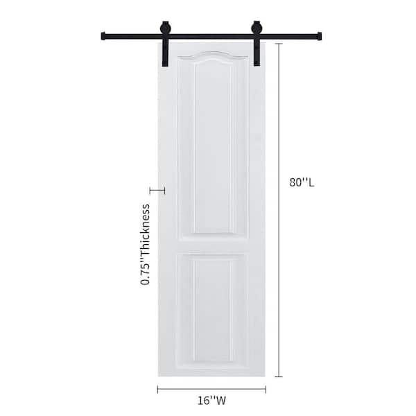 CNC Crafted Modern Door 3/4 in. thick 16 in. x 80 in. MDF White Barn Sliding Door With Hardware kit