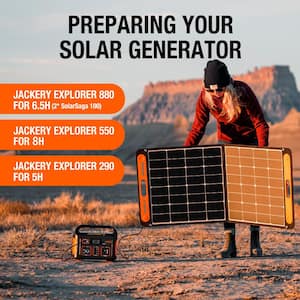 SolarSaga 100-Watt Portable Solar Panel for Explorer 290/550/880/1000/1500 Power Station with built-in 2 USB Outputs