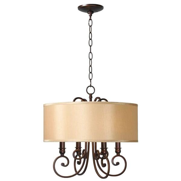 World Imports Rue Maison 4-Lights Iron and Euro Bronze Chandelier with Shades
