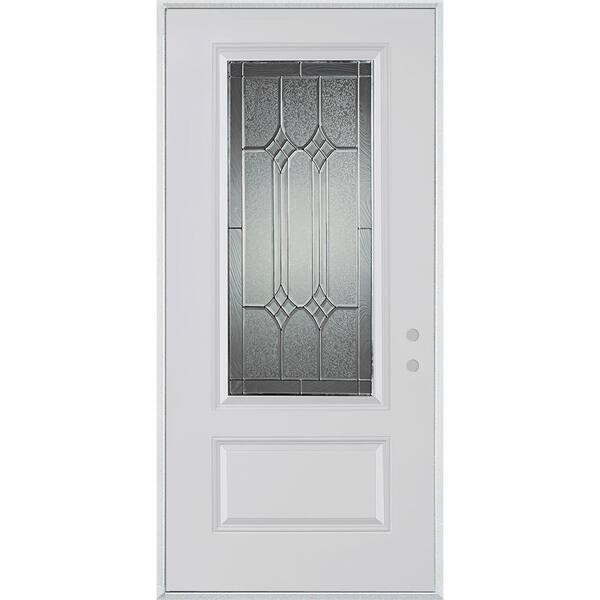 Stanley Doors 32 in. x 80 in. Orleans Patina 3/4 Lite 1-Panel Painted White Left-Hand Inswing Steel Prehung Front Door