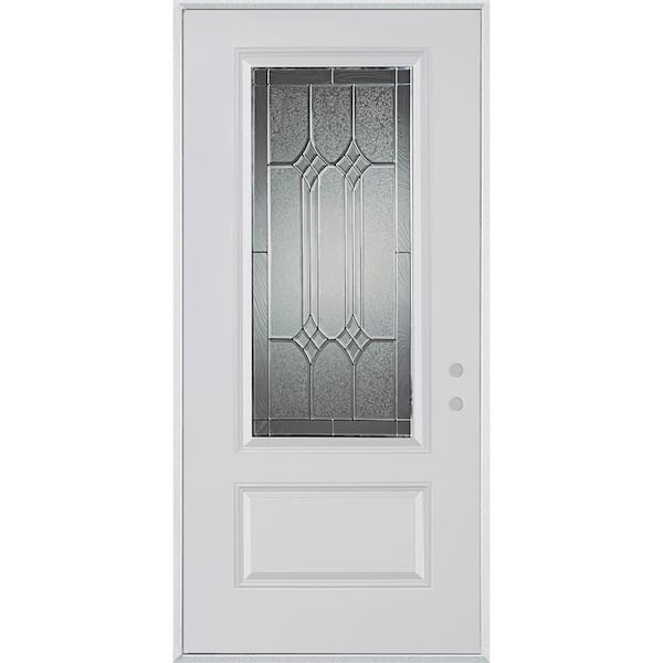 32 in. x 80 in. Orleans Zinc 3/4 Lite 1-Panel Painted White Left-Hand Inswing Steel Prehung Front Door