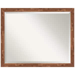 Fresco Light Pecan 30.5 in. W x 24.5 in. H Wood Framed Beveled Wall Mirror in Brown