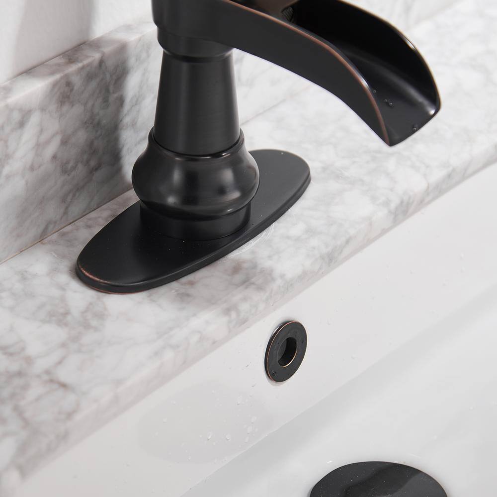 Oil Rubbed Bronze Single Handle Waterfall Bathroom Faucet with Drain Kit