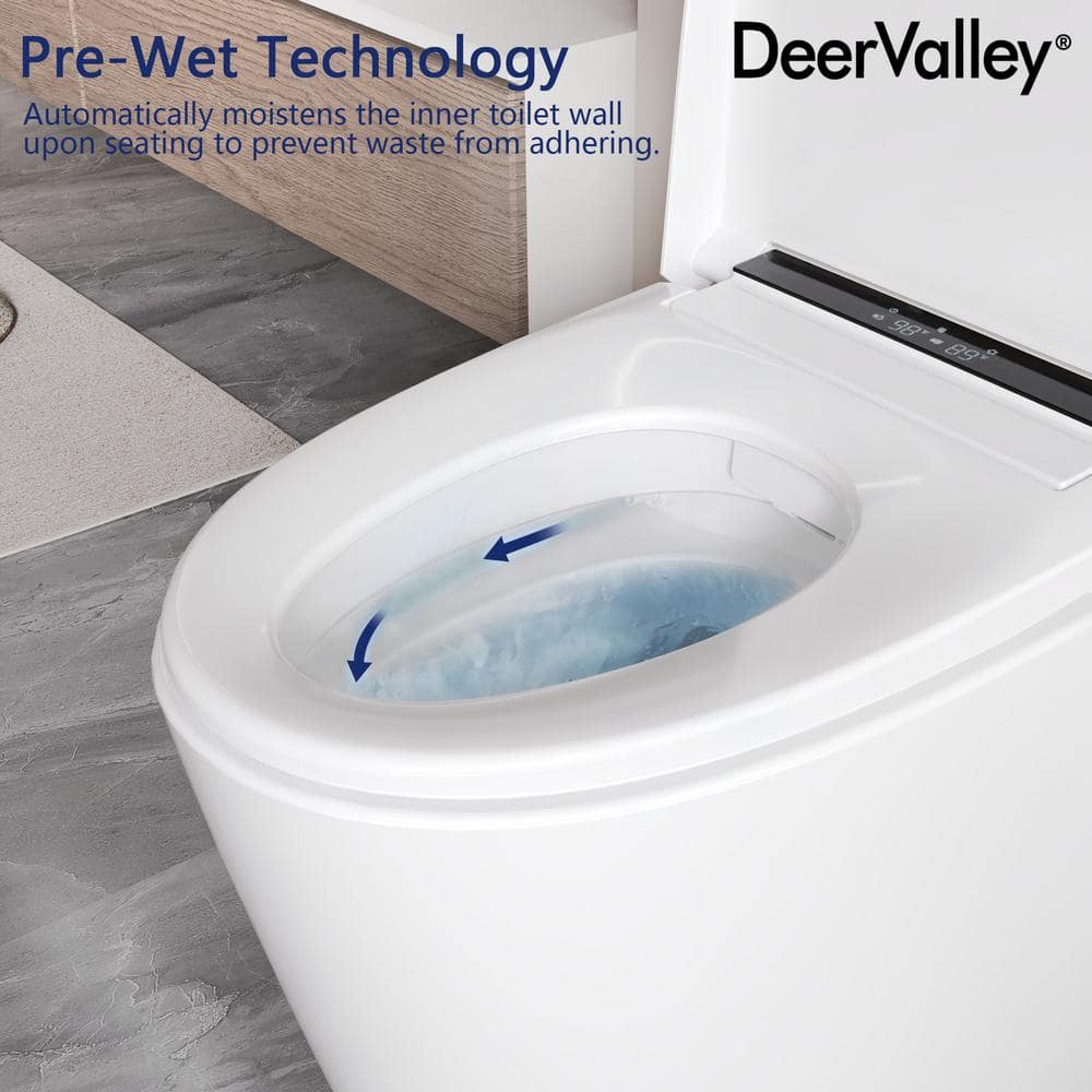 White Elongated Smart Toilet with Heated Seat and Dryer