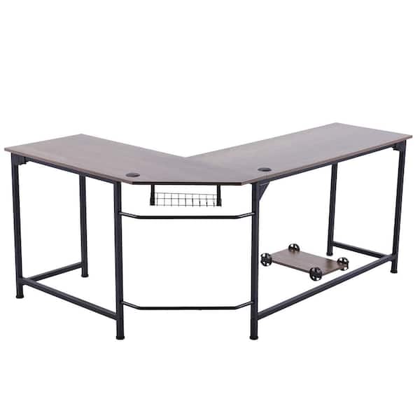 Merra 72 In Walnut L Shaped Computer Desk With Tower Shelf And Cable Management Ccd J005 Wa Bnhd 1 The Home Depot Walnut L Shaped Computer Desk, 72 Computer Desk