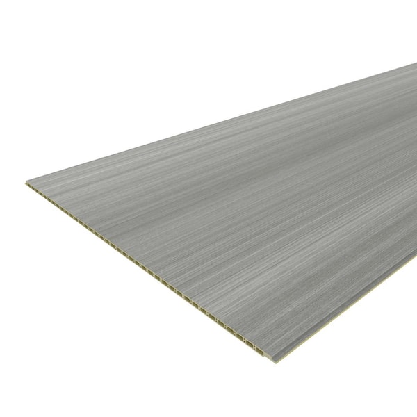 NewTechWood WALLS 3/8 in. x 24 in. x 10 ft. Flat Silver Fox Gray Square Edge Recycled PVC Decorative Wall Paneling (4-Pack)