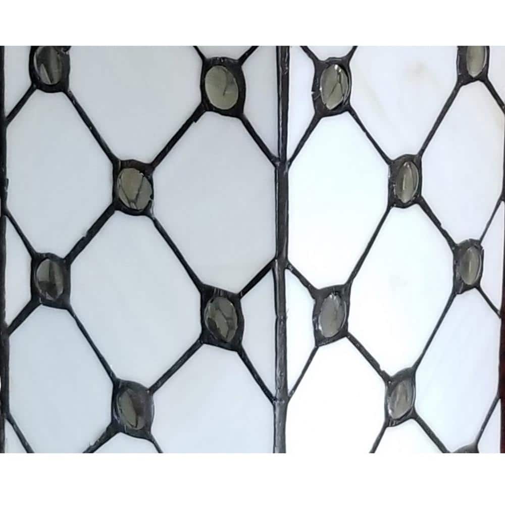 18" White Stained Glass Tiffany Style Table Lamp