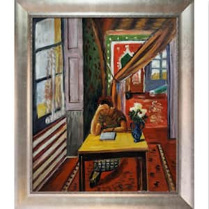 Reader Leaning Her Elbow on Table by Henri Matisse Champagne Scoop Framed People Oil Painting Art Print 25 in. x 29 in.