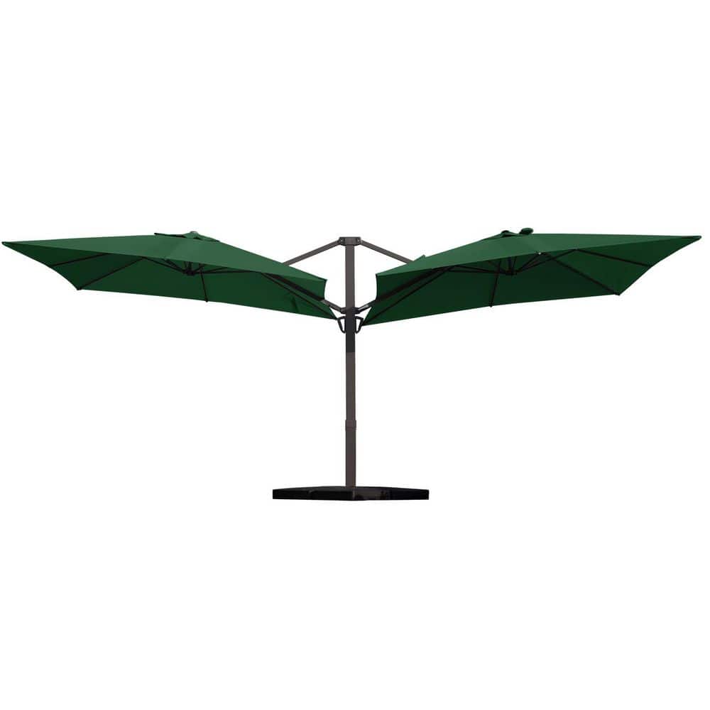 10 ft. X 10 ft. Double-Sided Aluminum Cantilever Patio Umbrella With Base and Tilt in Dark Green price history on PriceWatchPro