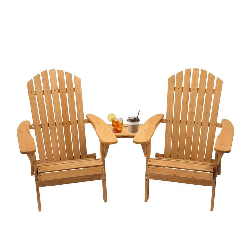 Teak Wood Folding Adirondack Chair with Side Table (2-Pack)) price history on PriceWatchPro