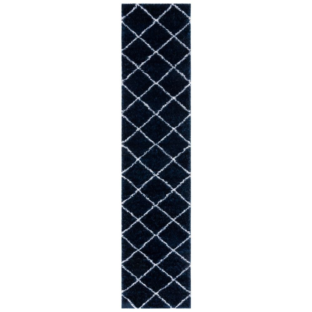Tahoe Shag 2 ft. x 9 ft. Navy/White Diamond Abstract Runner Rug price history on PriceWatchPro