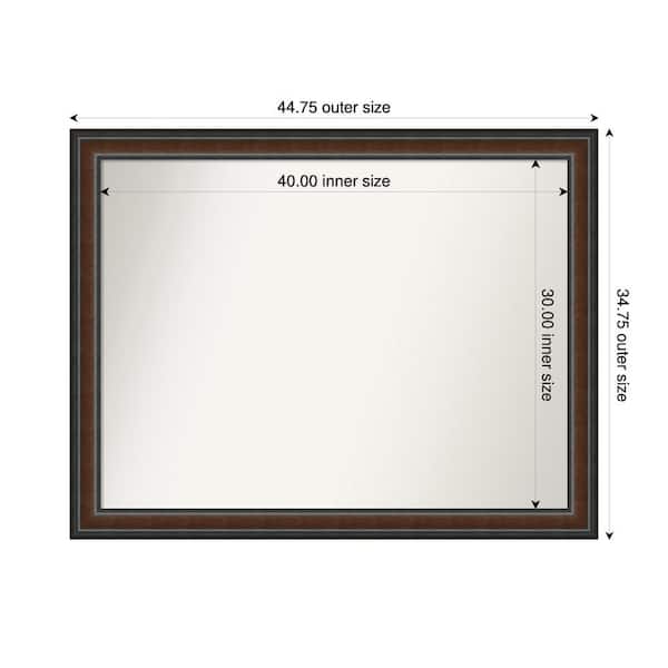 Amanti Art Cyprus Walnut 44.75 in. x 34.75 in. Custom Non-Beveled Wood Framed Bathroom Vantiy Wall Mirror
