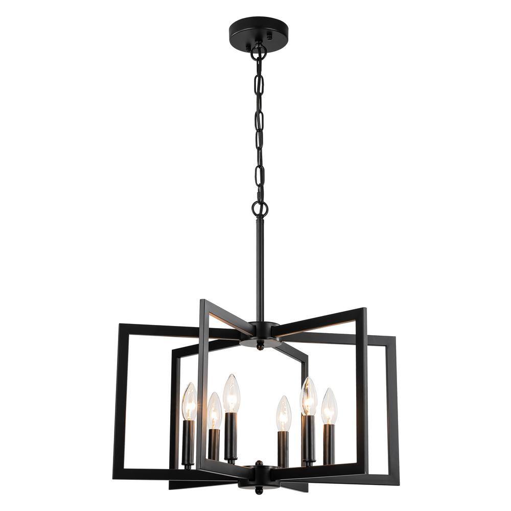 GoYeel 6Light Matte Black Modern Industrial Geometric Pendant Light