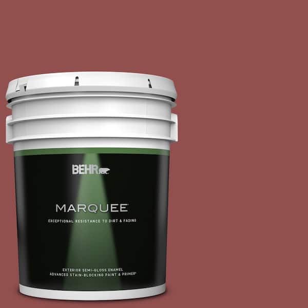 BEHR MARQUEE 5 gal. #PPU1-08 Pompeian Red Semi-Gloss Enamel Exterior Paint & Primer