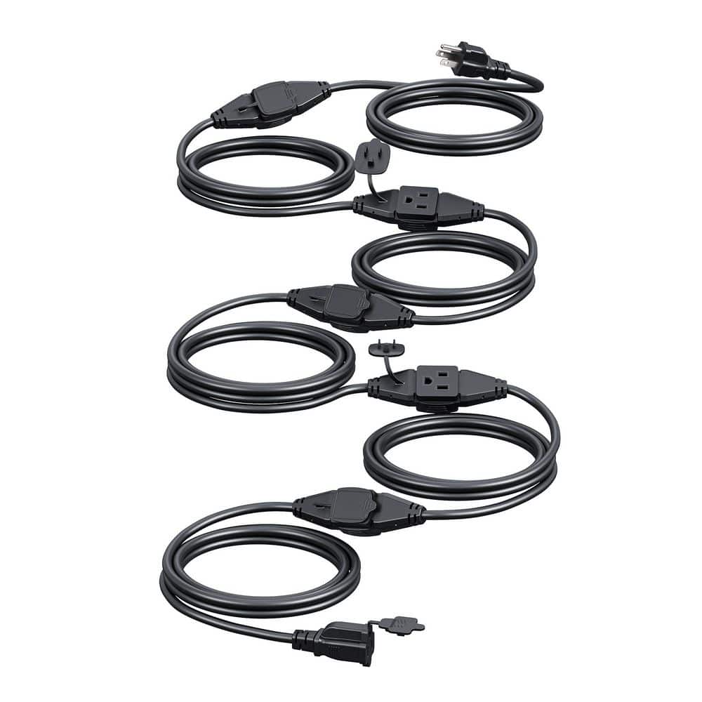 50 ft. 16/3 SJTW 6-Outlet Green Indoor/Outdoor Weatherproof Extension ...