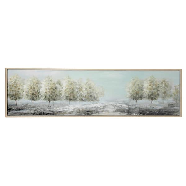 Litton Lane 1- Panel Tree Framed Wall Art with Tan Frame 20 in. x 71 in.