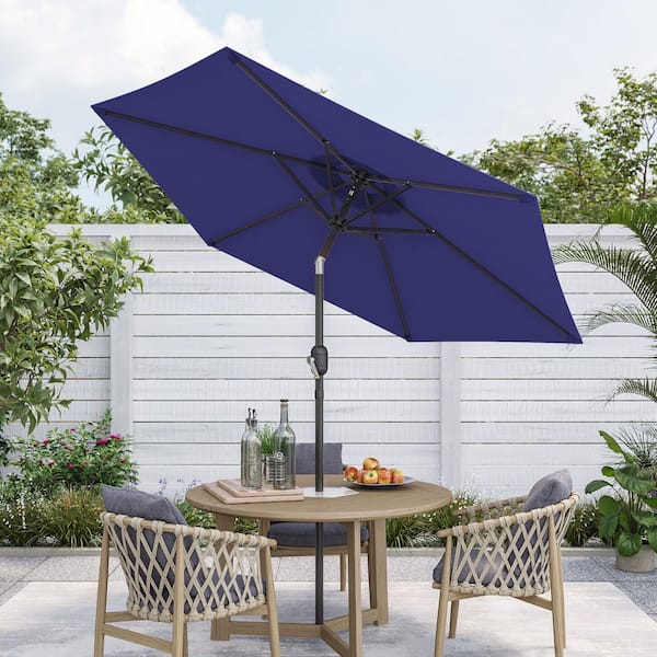 7.5 ft. Patio Market Crank and Tilt Umbrellas, Table Umbrellas,UV-Resistant Canopy in Navy Blue