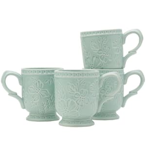 12 oz. Blue English Garden Stoneware Coffee Mug (Set of 4 Mug)